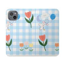 Load image into Gallery viewer, Pastel Blue Gingham iPhone Flip Case