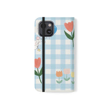 Load image into Gallery viewer, Pastel Blue Gingham iPhone Flip Case