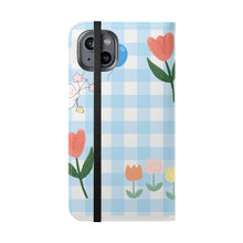 Load image into Gallery viewer, Pastel Blue Gingham iPhone Flip Case