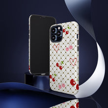 Load image into Gallery viewer, Cherry Hearts Tough Phone Case – Cute Retro Cherry Pattern Protective Cover