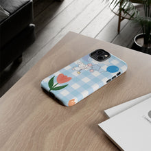 Load image into Gallery viewer, Pastel Blue Gingham Phone Case — Tough Cases