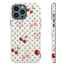 Load image into Gallery viewer, Cherry Hearts Tough Phone Case – Cute Retro Cherry Pattern Protective Cover