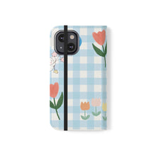 Load image into Gallery viewer, Pastel Blue Gingham iPhone Flip Case