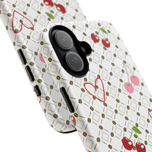 Load image into Gallery viewer, Cherry Hearts Tough Phone Case – Cute Retro Cherry Pattern Protective Cover