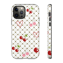 Load image into Gallery viewer, Cherry Hearts Tough Phone Case – Cute Retro Cherry Pattern Protective Cover