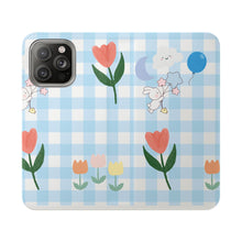 Load image into Gallery viewer, Pastel Blue Gingham iPhone Flip Case