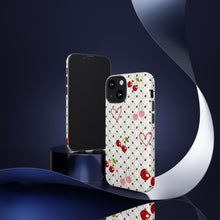 Load image into Gallery viewer, Cherry Hearts Tough Phone Case – Cute Retro Cherry Pattern Protective Cover