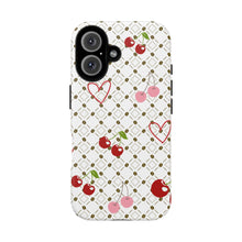 Load image into Gallery viewer, Cherry Hearts Tough Phone Case – Cute Retro Cherry Pattern Protective Cover