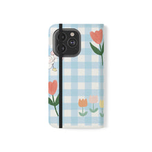 Load image into Gallery viewer, Pastel Blue Gingham iPhone Flip Case