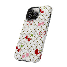 Load image into Gallery viewer, Cherry Hearts Tough Phone Case – Cute Retro Cherry Pattern Protective Cover