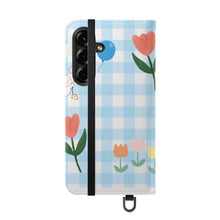 Load image into Gallery viewer, Pastel Blue Gingham iPhone Flip Case