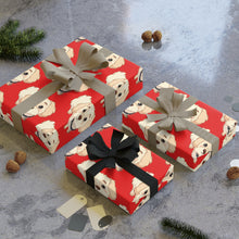 Load image into Gallery viewer, Dog Christmas Wrapping Paper Roll — Red Holiday Gift Wrap