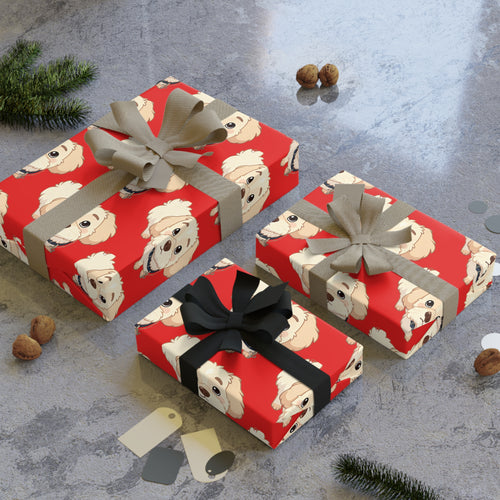 Dog Christmas Wrapping Paper Roll — Red Holiday Gift Wrap