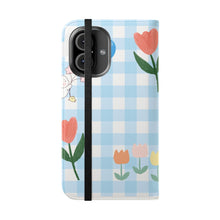 Load image into Gallery viewer, Pastel Blue Gingham iPhone Flip Case