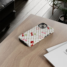 Load image into Gallery viewer, Cherry Hearts Tough Phone Case – Cute Retro Cherry Pattern Protective Cover