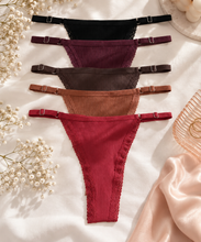 Load image into Gallery viewer, The Sienna 5-Pack – Ribbed Lace Adjustable Thongs
