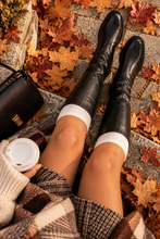 Load image into Gallery viewer, The Aspen Ribbed Thigh-High Socks – Cream
