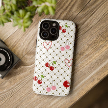 Load image into Gallery viewer, Cherry Hearts Tough Phone Case – Cute Retro Cherry Pattern Protective Cover