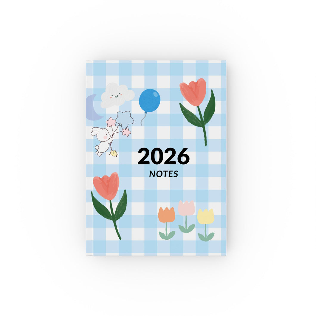 Pastel Blue Gingham Floral Hardback Journal