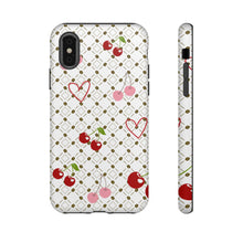 Load image into Gallery viewer, Cherry Hearts Tough Phone Case – Cute Retro Cherry Pattern Protective Cover