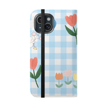 Load image into Gallery viewer, Pastel Blue Gingham iPhone Flip Case