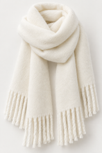 Load image into Gallery viewer, Cream Oversized Soft Tassel Winter Scarf
