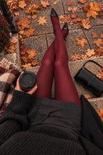 Load image into Gallery viewer, DAVINA Red Burgundy Tights
