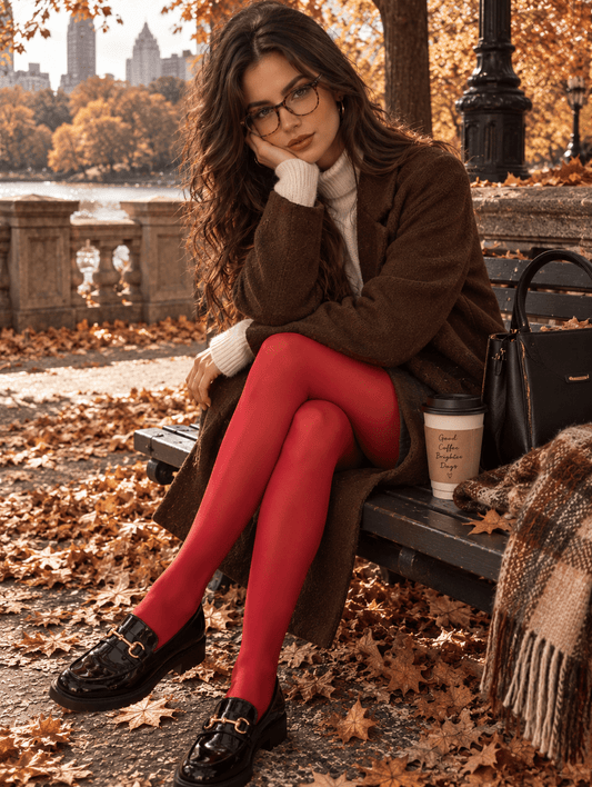 The Scarlett Red Tights – Opaque Statement Tights for Women