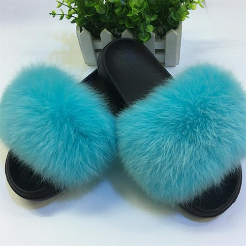 Blue fluffy sliders